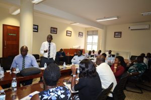 Mr Joseph Ahaisibwe from MoFPED addresses the participants